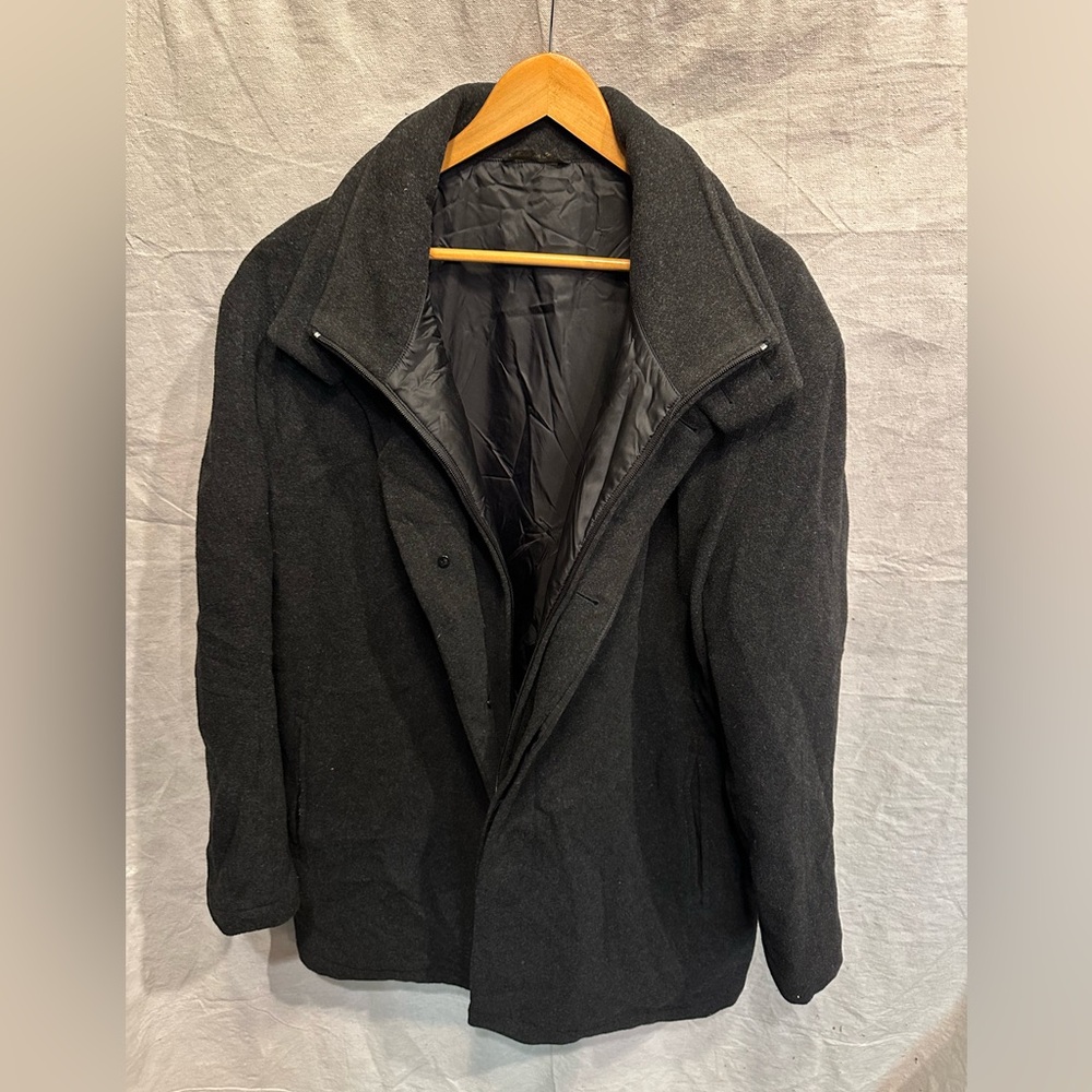 Valente Collezioni Uomo black pea coat wool cashmere size 44